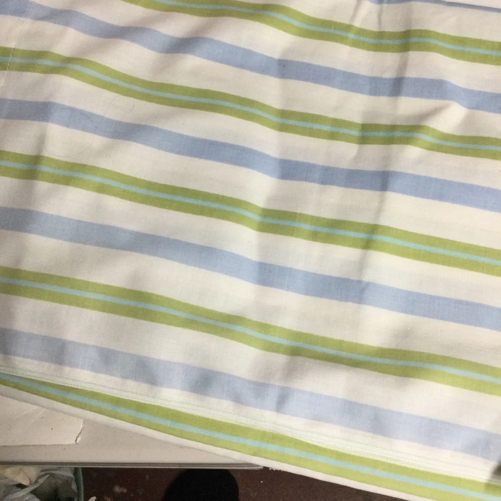Cannon Vintage Queen Flat Sheet Striped Blue and Green Fabric
